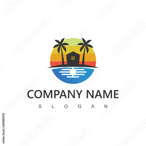 Palm house,Travel and hotel logo template