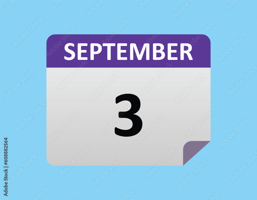 September 3th calendar icon vector. Concept of schedule. business and tasks. eps 10.