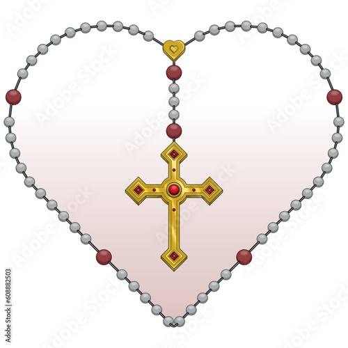 Heart shaped rosary vector design