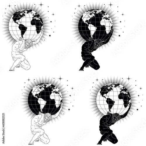 Vector of Atlas holding the earth