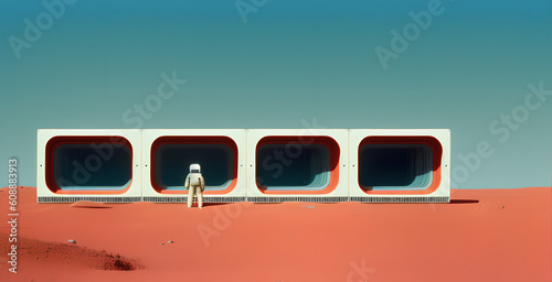 Astronaut futuristic habitat photo