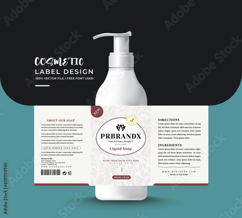 Cosmetic label sticker, liquid soap body oil, body Lotion, beauty care, skin care natural organic oil label packaging sticker design, face wash, print ready quality file spray bottle jar vector banner