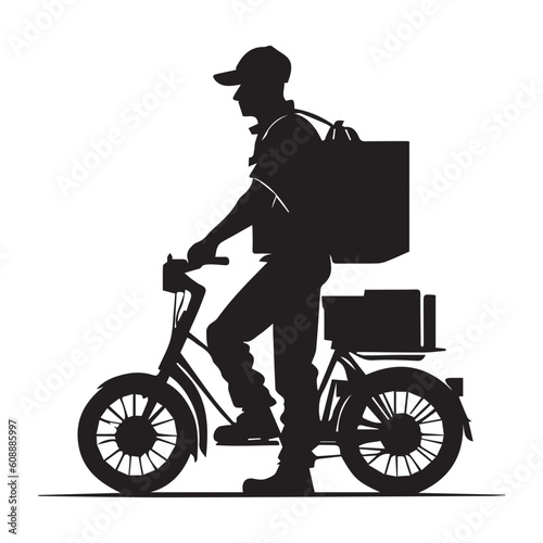 This is a Home Delivery man Vector Silhouette.