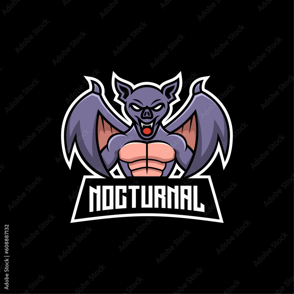 Vector Logo Illustration Nocturnal E- Sport and Sport Style. Vector Logo Illustration Nocturnal E- Sport and Sport Style.