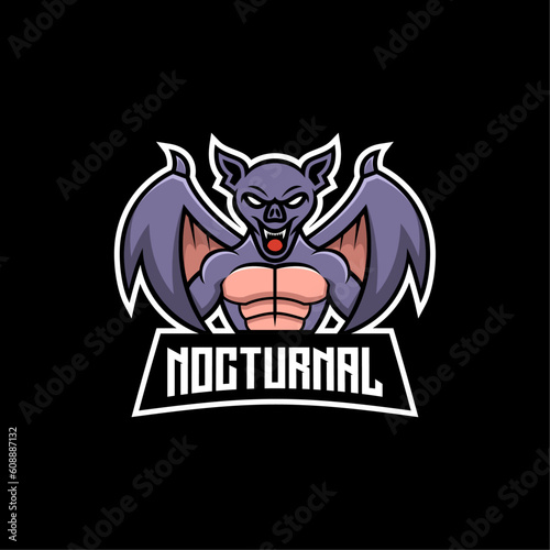 Vector Logo Illustration Nocturnal E- Sport and Sport Style.