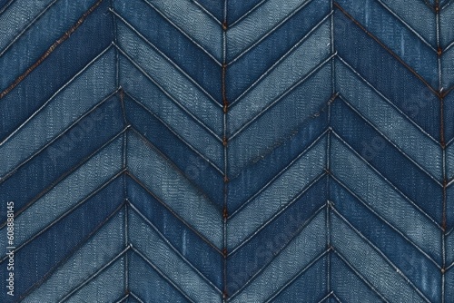 close up view of a blue chevron patterned fabric Generative AI