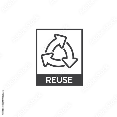 symbol of reuse, reuse waste, vector art. 