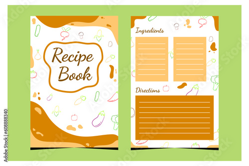 Cover page vector templates for recipe books with vegetables element.