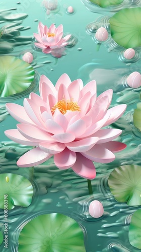 fresh pink water lilies in the water. Made with the highest quality generative AI tool