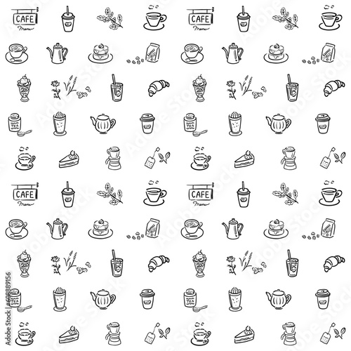カフェメニューのイラスト　手描き　1色　背景素材