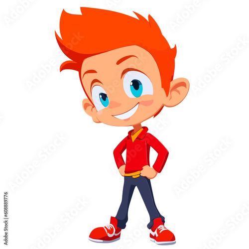 A boy with red hair.