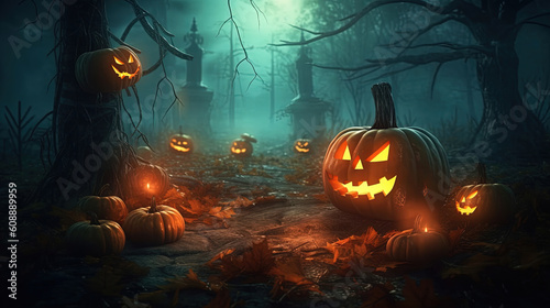 Beautiful stunning epic gorgeous halloween background. Generative AI.