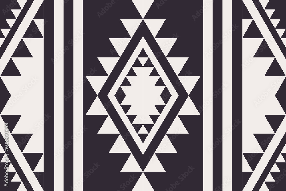 Southwest Navajo geometric black and white pattern. Vector traditional ethnic southwest seamless pattern. Ethnic geometric black and white pattern use for textile, carpet, cushion, wallpaper, mural.