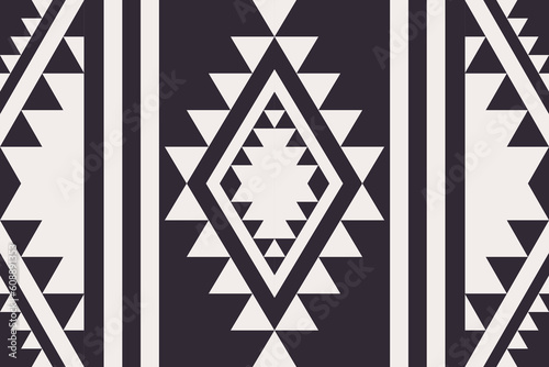 Southwest Navajo geometric black and white pattern. Vector traditional ethnic southwest seamless pattern. Ethnic geometric black and white pattern use for textile, carpet, cushion, wallpaper, mural.
