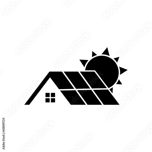 Solar panel roof vector icon