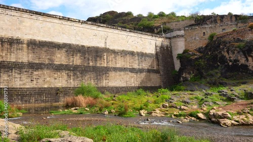 Panning shot of Ponton de la Oliva dam built by prisioners from Carlists Wars photo