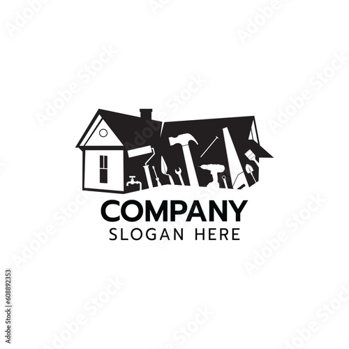 House Builder Logo,House Repair Service,Construction Building Worker Tool Handyman concept