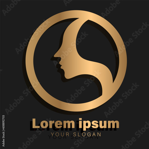 Logo woman silhouette, head, face logo isolated. Use for beauty salon, spa, cosmetics design, etc - EPS 10 - Vector