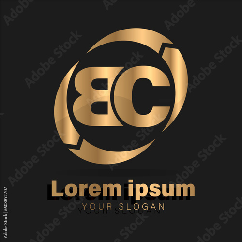 B C Logo.  BC Letter Design Vector with gold. EPS 10 - Vector