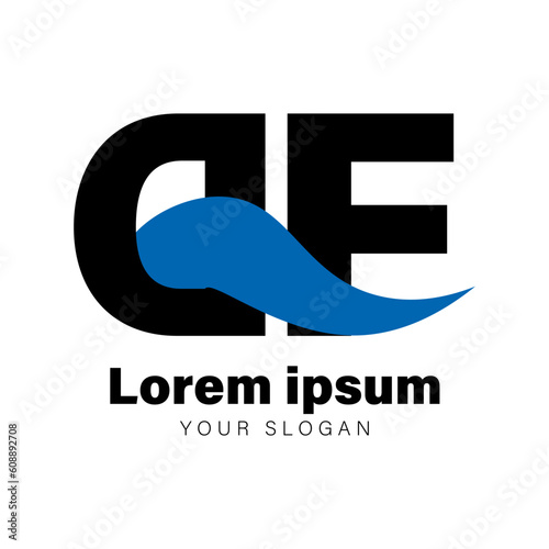 Modern Letter D F Logo. Letter Design Vector with Blue and Black Color. Vector