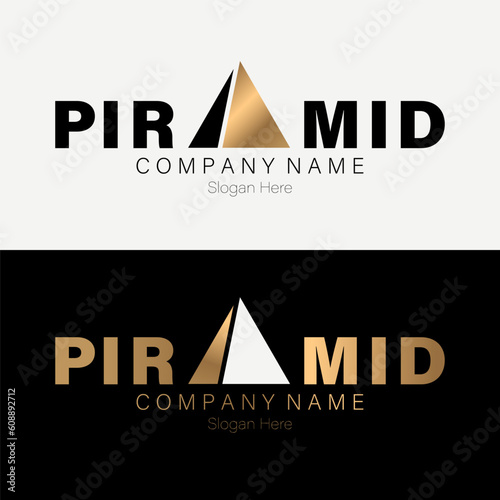 Pyramid Logo Template vector illustration with gold. EPS 10 - Vector