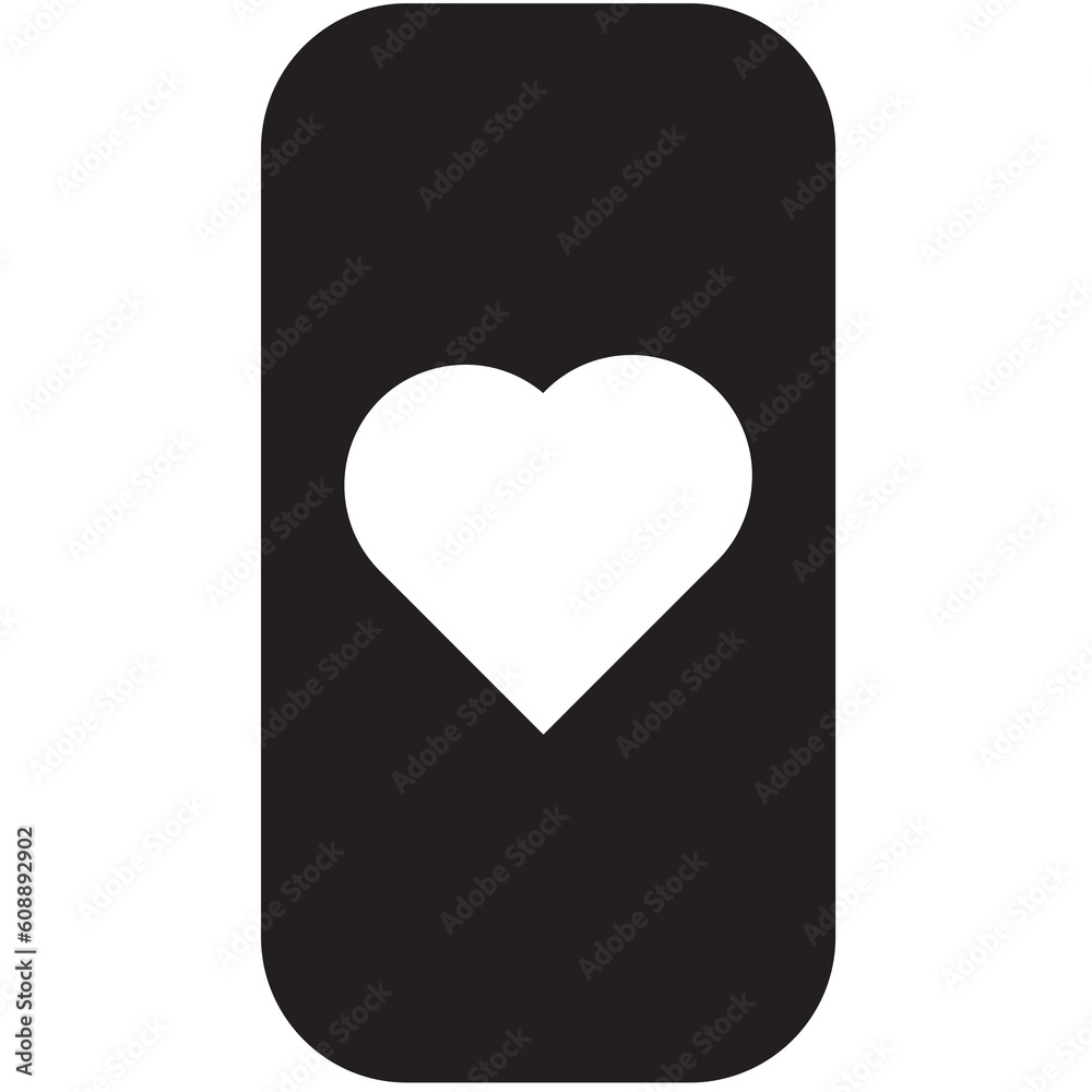 Digital png illustration of white heart on black smartphone case on transparent background