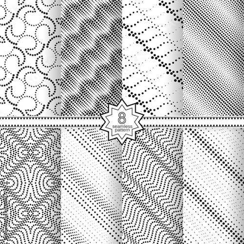 Set. Vector seamless models. The composition of regularly repeating points, circles. Monochrome, simple.
