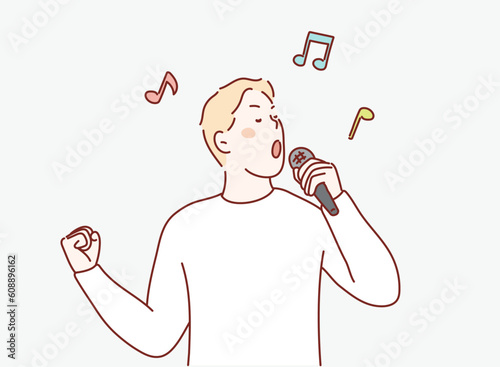 Man Singer.Hand drawn style vector design illustrations.