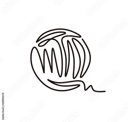 Single continuous line drawing of ball of yarn