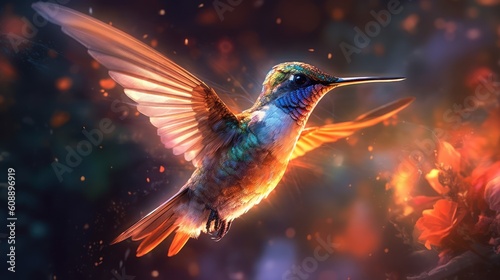 colorful & beautiful hummingbird in flight Summer made with Generative AI