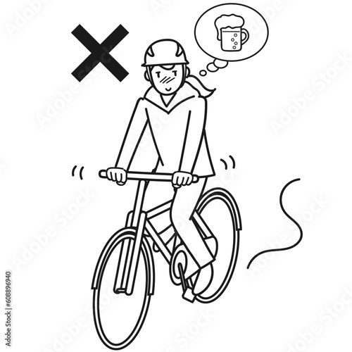 酒気帯びで自転車に乗る若い女性