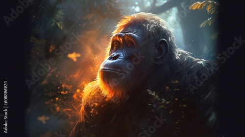 Orangutan in Magical Jungle Great Ape made with Generative AI