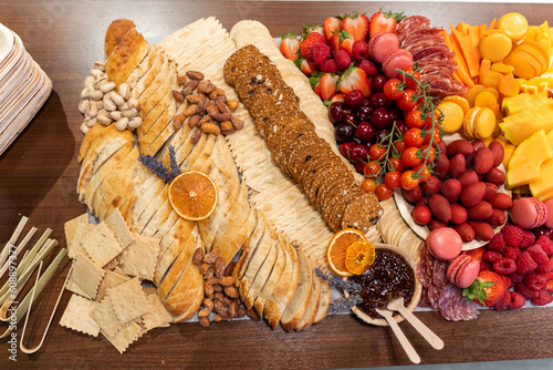 Delicates table with assortied organic dinner table photo