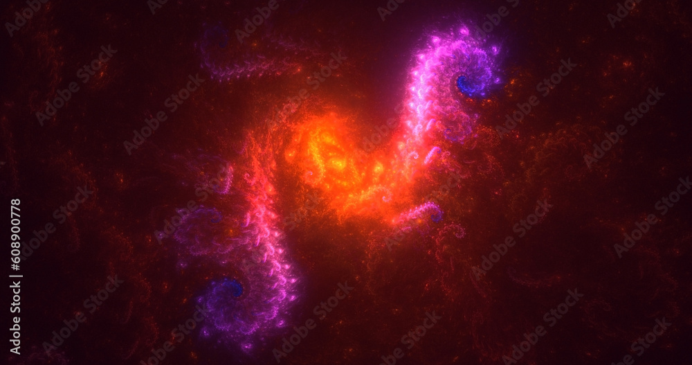 3D rendering abstract colorful fractal light background