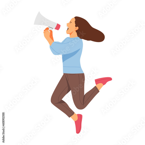 vector illustration of the concept of a person holding a megaphone