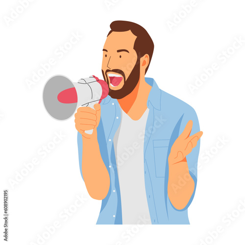 vector illustration of the concept of a person holding a megaphone