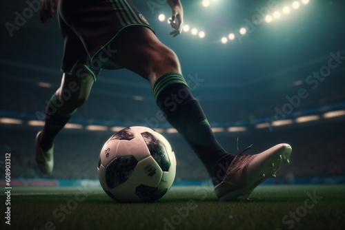 foot game kick stadium ball soccer goal competition sport football. Generative AI.
