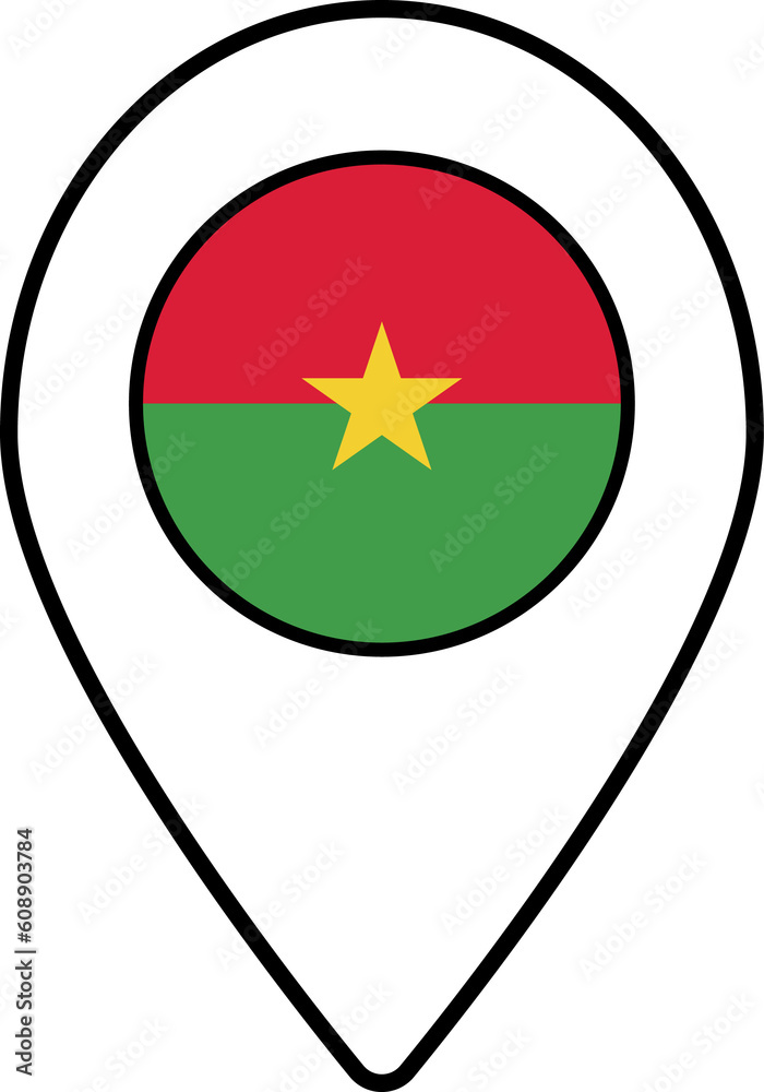 Burkina Faso flag map pin navigation icon. Burkina Faso flag map pin navigation icon.
