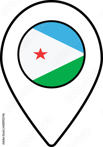 Free Download Djibouti flag map pin navigation icon. - GFXLoad