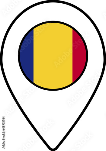 Free Download Chad flag map pin navigation icon. - GFXLoad