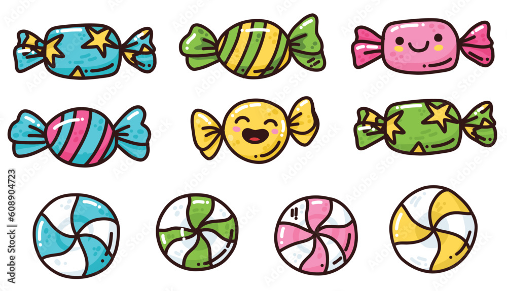 Fototapeta premium cute vector set with cartoon candy