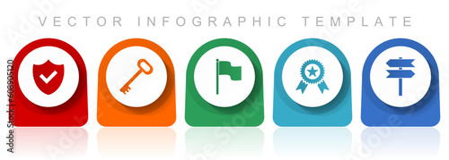 Internet icon set, flat design miscellaneous colorful icons such as shield, key, flag, badge and signpost for webdesign and mobile applications, infographic vector template in eps 10