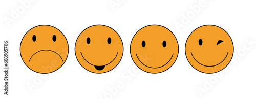 a range of flat illustrations of various emoticons. photo