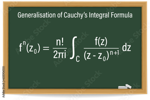 Generalisation of Cauchy’s Integral Formula on a chalkboard. Math. Vector illustration.