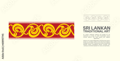 Sri Lankan Traditional Vector Patterns, illustration Art, Sri Lankan traditional patterns and temple art are intertwined, as temple art often incorporates various intricate patterns that hold cultural