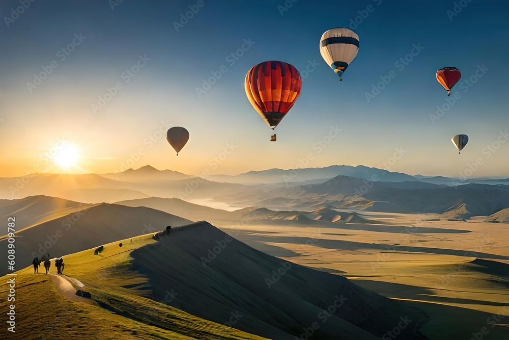 hot air balloon in the sunset, generative ai hot air balloon in the sunset, generative ai