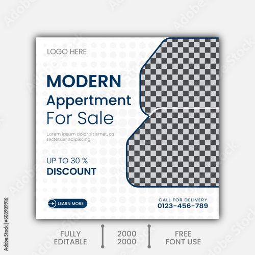 Modern Real Estate Social Post Design Template social media template banner house architecture service promotion Minimalist furniture and home interior sale banner or social media post template   