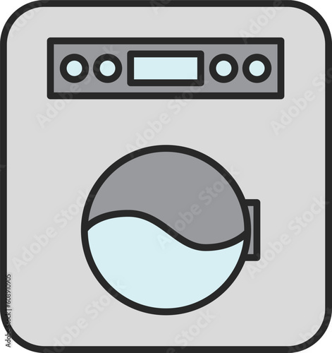 カラー日用品イラスト　ドラム式洗濯機