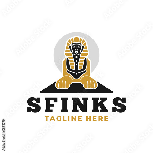 egyptian sphinx vector illustration logo