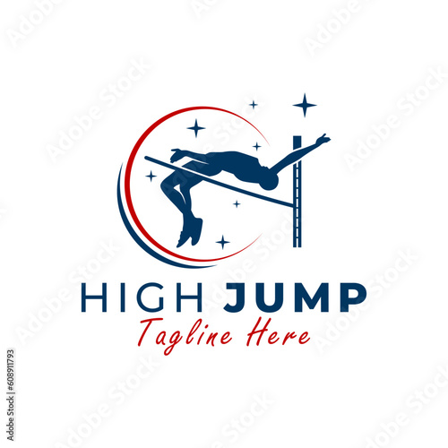 high jump sport vector illustration logo